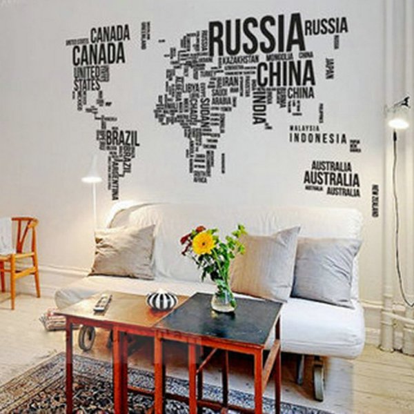 Контур карты мира на стену