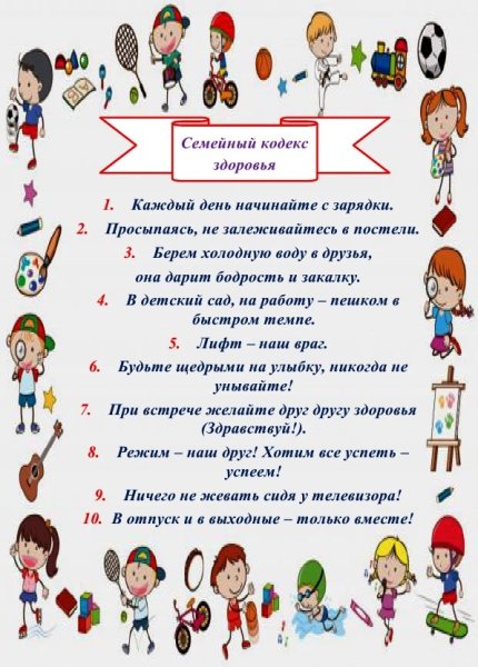 Памятка для родителей кодекс здоровья