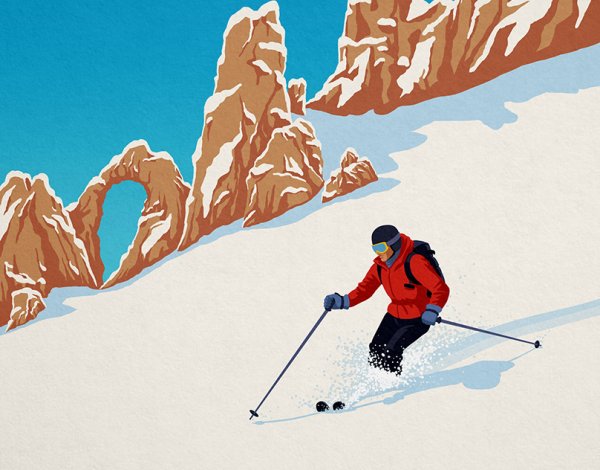 Постер горные лыжи