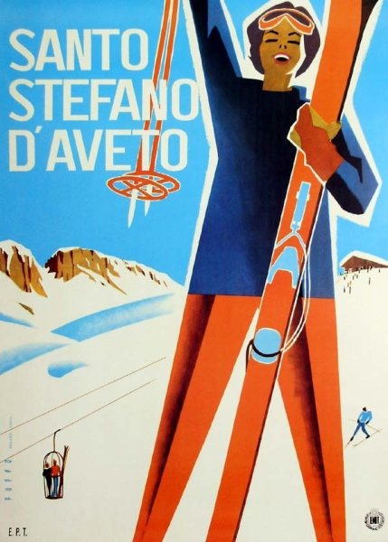 Советский плакат лыжи