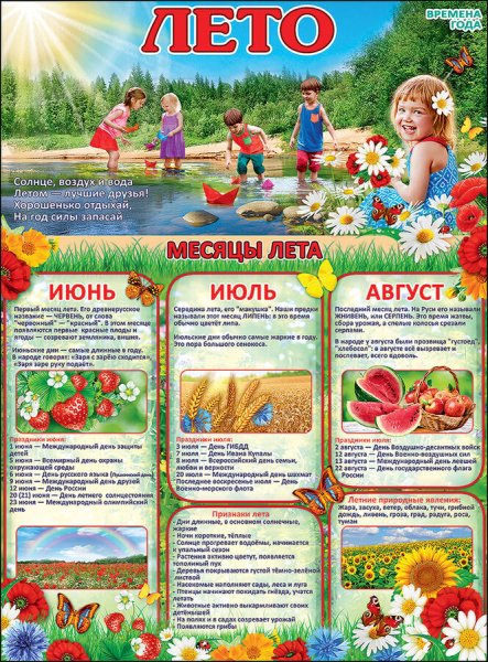 Плакат лето для детского сада