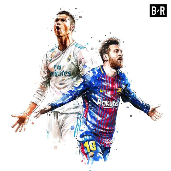 Рисунки Роналдо Месси и Неймар