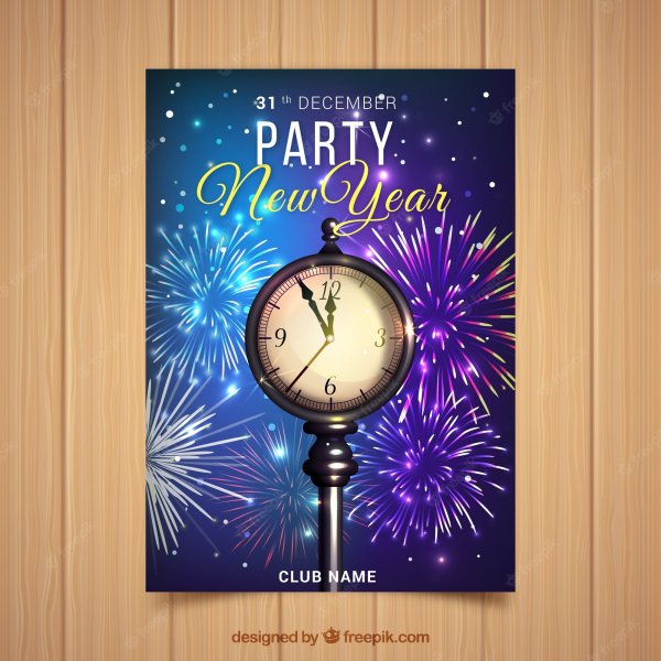 Плакат часы на новый год