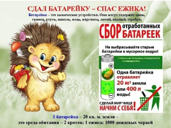 Сдал батарейку спас ежика плакат