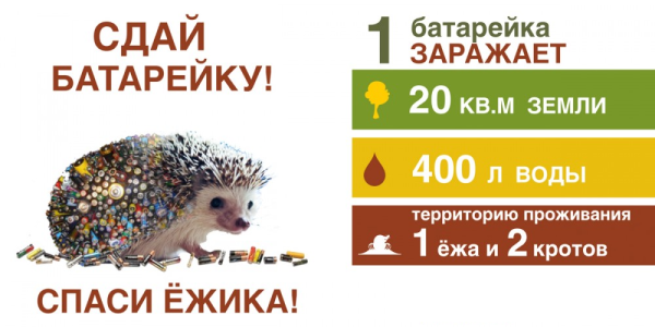 Акция Сдай батарейку Спаси ежика