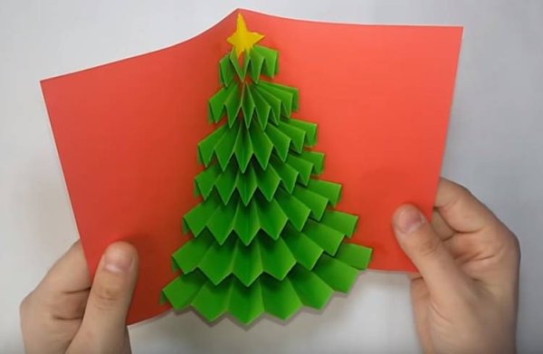 Объемная елка из бумаги на плакат