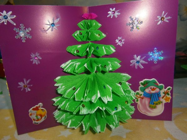 Елка аппликация объемная