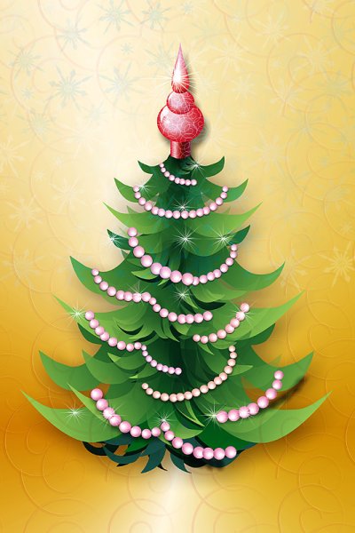 Елочка на ватмане объемная