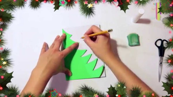 Елка аппликация объемная