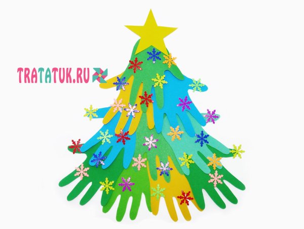 Новогодняя елка из ладошек