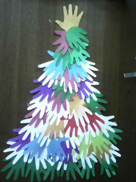Поделка елка из ладошек