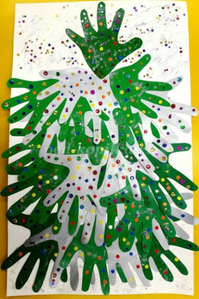 Новогодние аппликации из ладошек