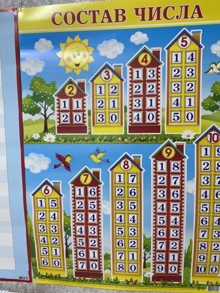 Плакат состав числа до 10 домики купить