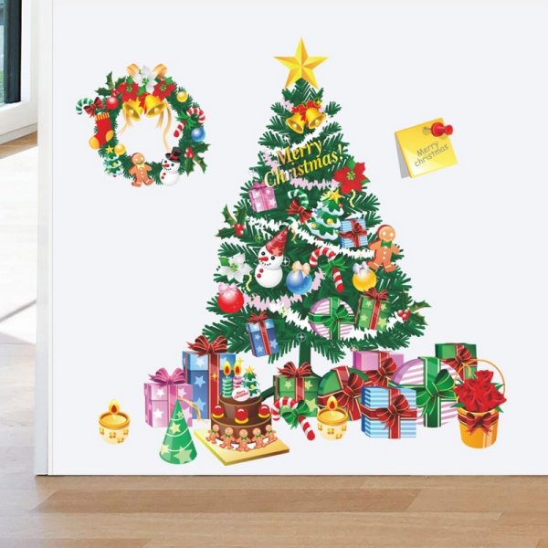 Елка из самоклеющей бумаги на стену