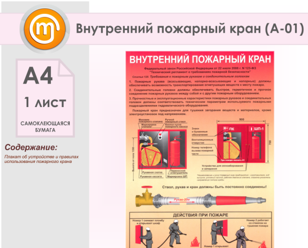 Плакат «пожарный щит и внутренний пожарный кран»