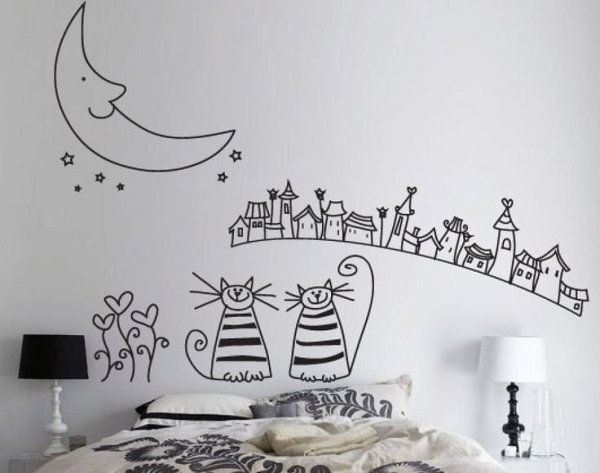 Контурные рисунки на стене