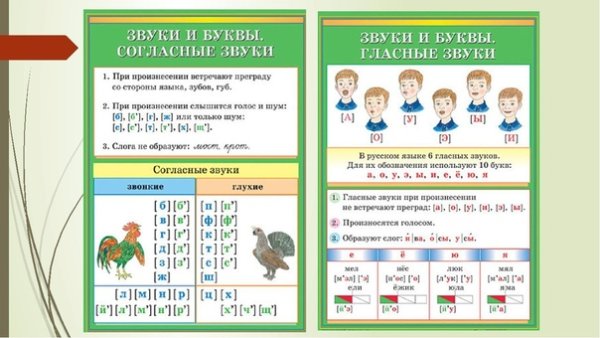 Схема гласных и согласных