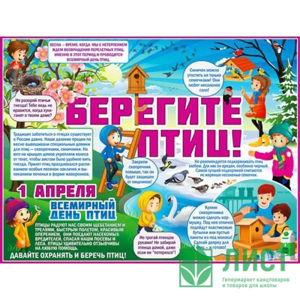 Плакат берегите птиц