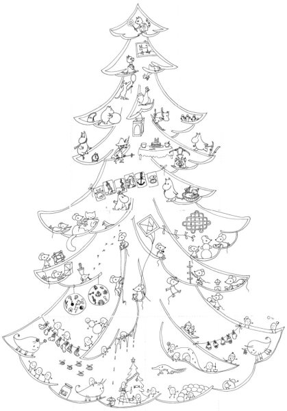 Черно белая открытка с новым годом