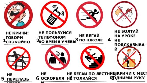 Знаки правил поведения в школе
