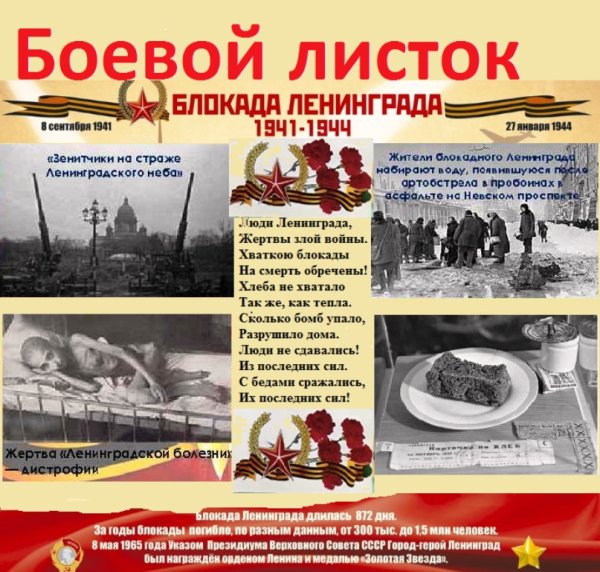 Блокада Ленинграда боевой листо