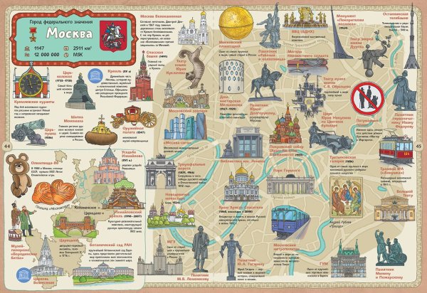 Туристическая карта Москвы с достопримечательностями