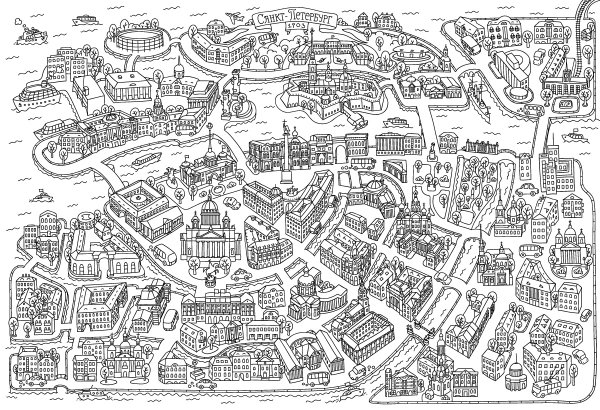 Карта Санкт-Петербурга раскраска