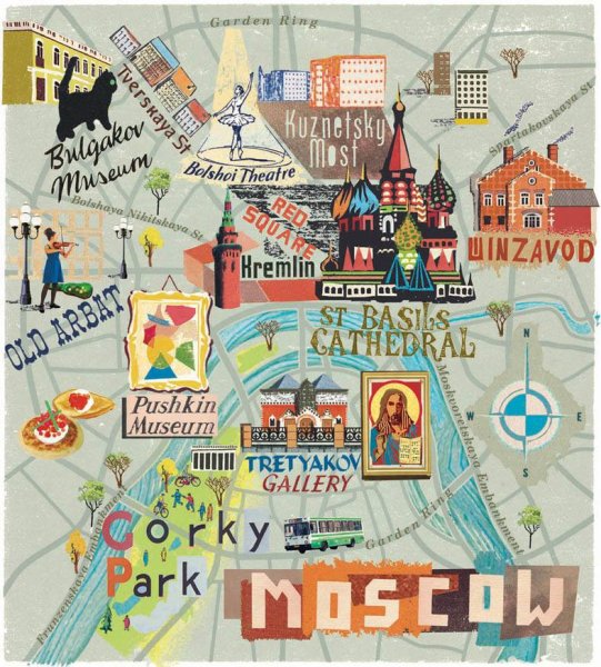 Карта Москвы с достопримечательностями