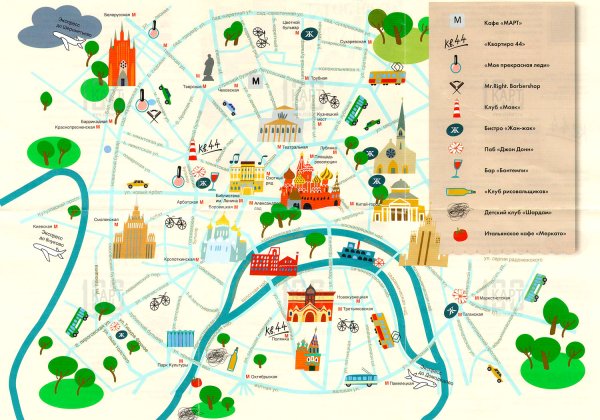 Карта России с достопримечательностями