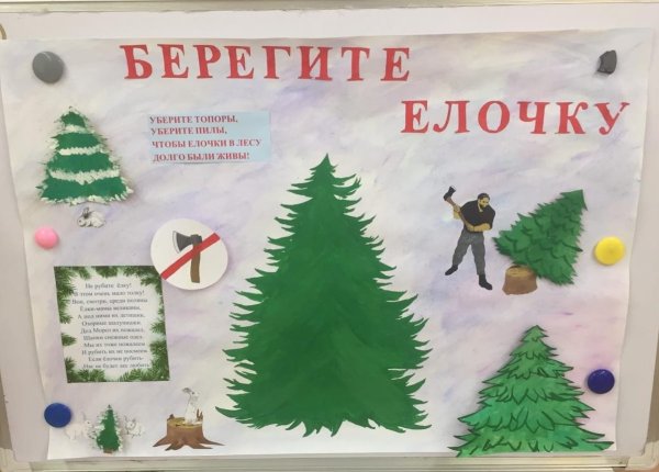 Плакат берегите елочку в детском саду