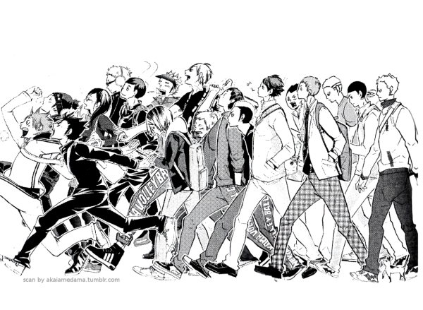 Волейбол аниме черно белые Карасуно