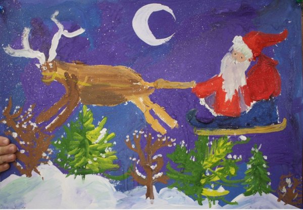 Рисование гуашью новый год