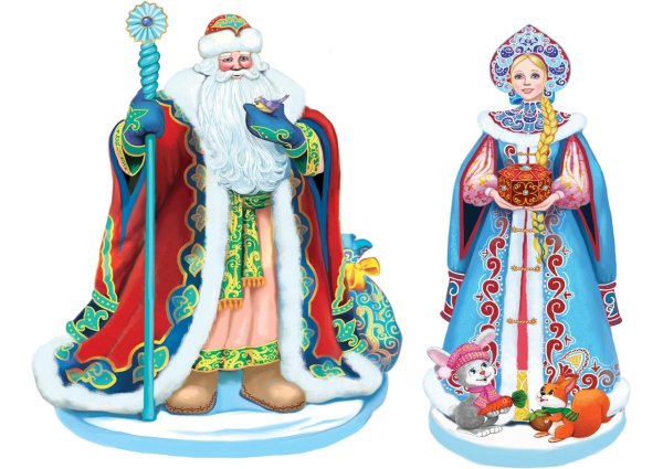 Новогодние наклейки дед Мороз и Снегурочка