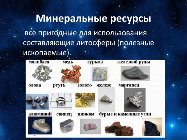 Типы Минеральных ресурсов в России