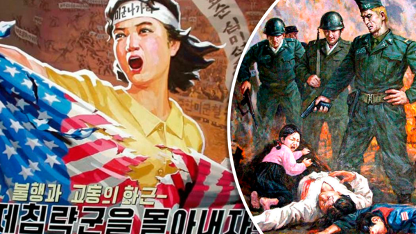 Антиамериканские плакаты Северной коре