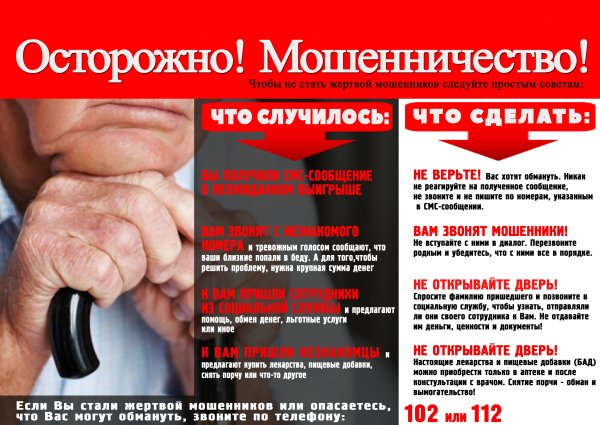 Памятка для пожилых людей о мошенничестве