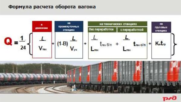 Оборот грузового вагона формула