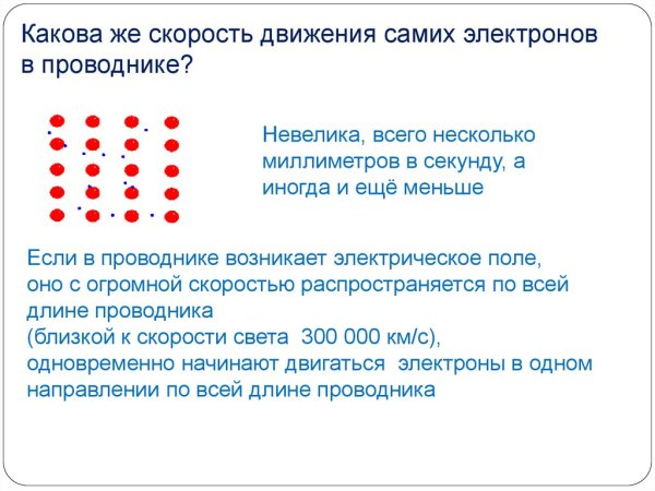 Скорость электронов в проводнике формула