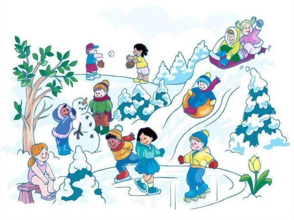 Наклейки зимние развлечения для детей