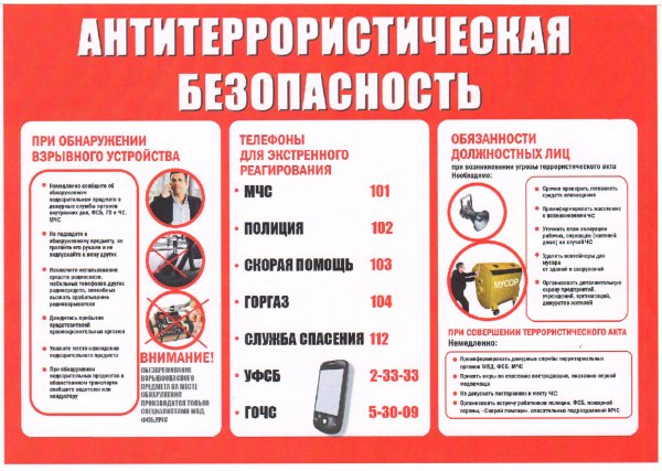 Стенд «осторожно: терроризм!»