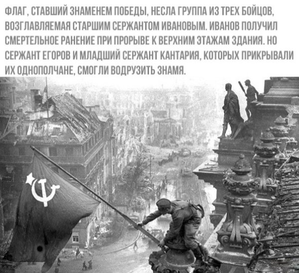 Советские воины водрузили Знамя Победы над Рейхстагом в Берлине