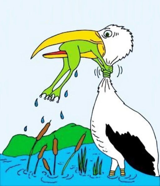 Никогда не сдавайся лягушка и цапля