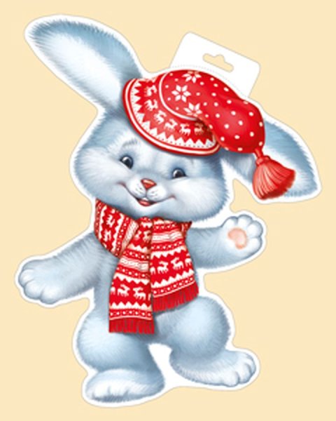Заяц в новогодней шапке