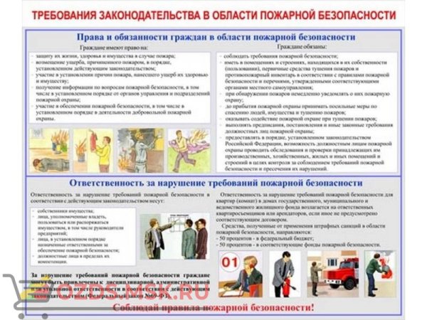 Права и обязанности граждан РФ В области пожарной безопасности