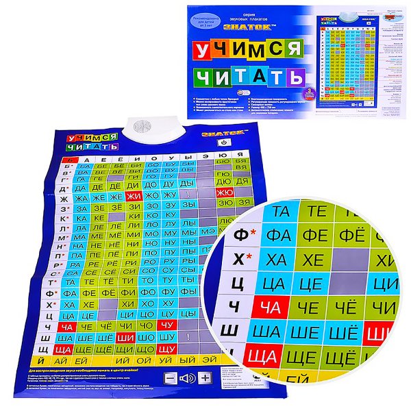 Арт.pl-05-LR электронный звуковой плакат "Учимся читать" /Знаток/