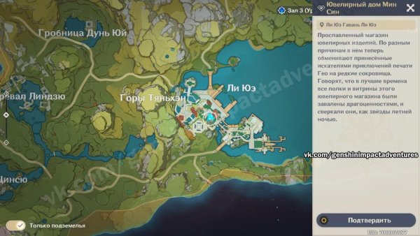 Сувенирная Лавка ли Юэ Genshin Impact карта Геншин