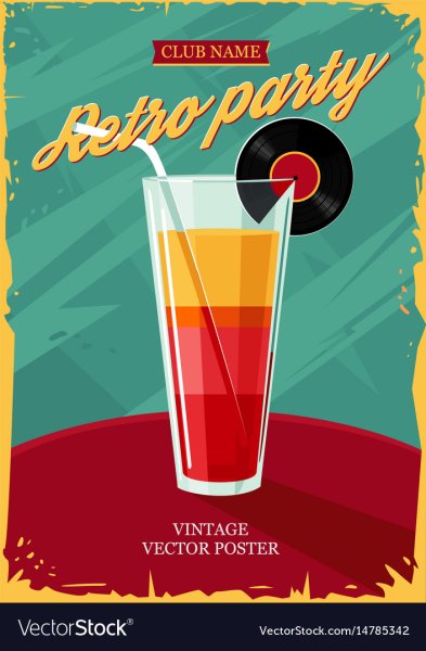 Постер ретро коктейли