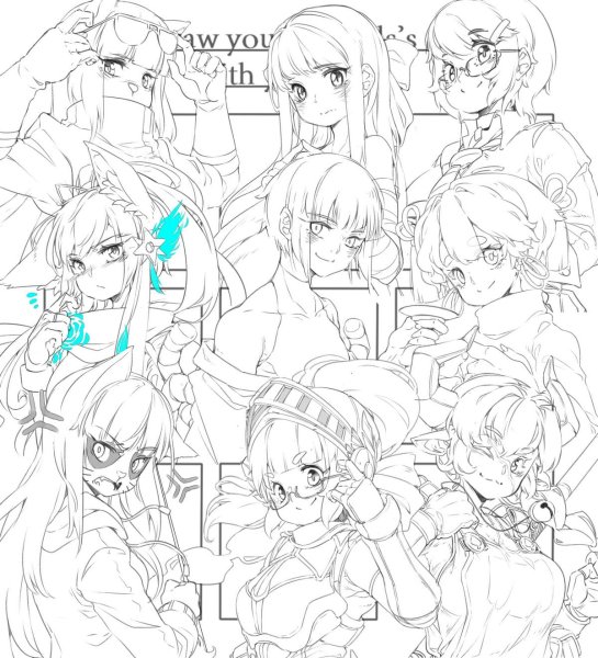 Раскраски аниме много персонажей