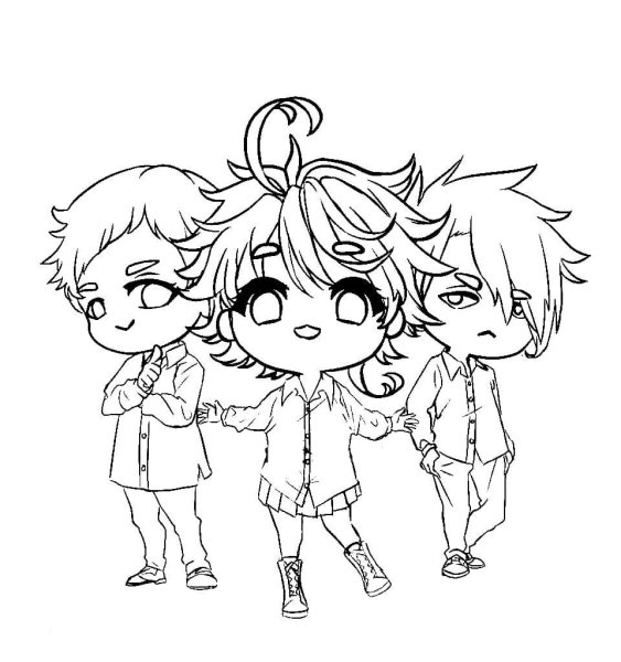 Обещанный Неверленд Чиби раскраска