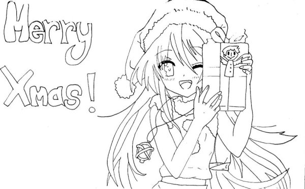 Новогодние раскраски аниме